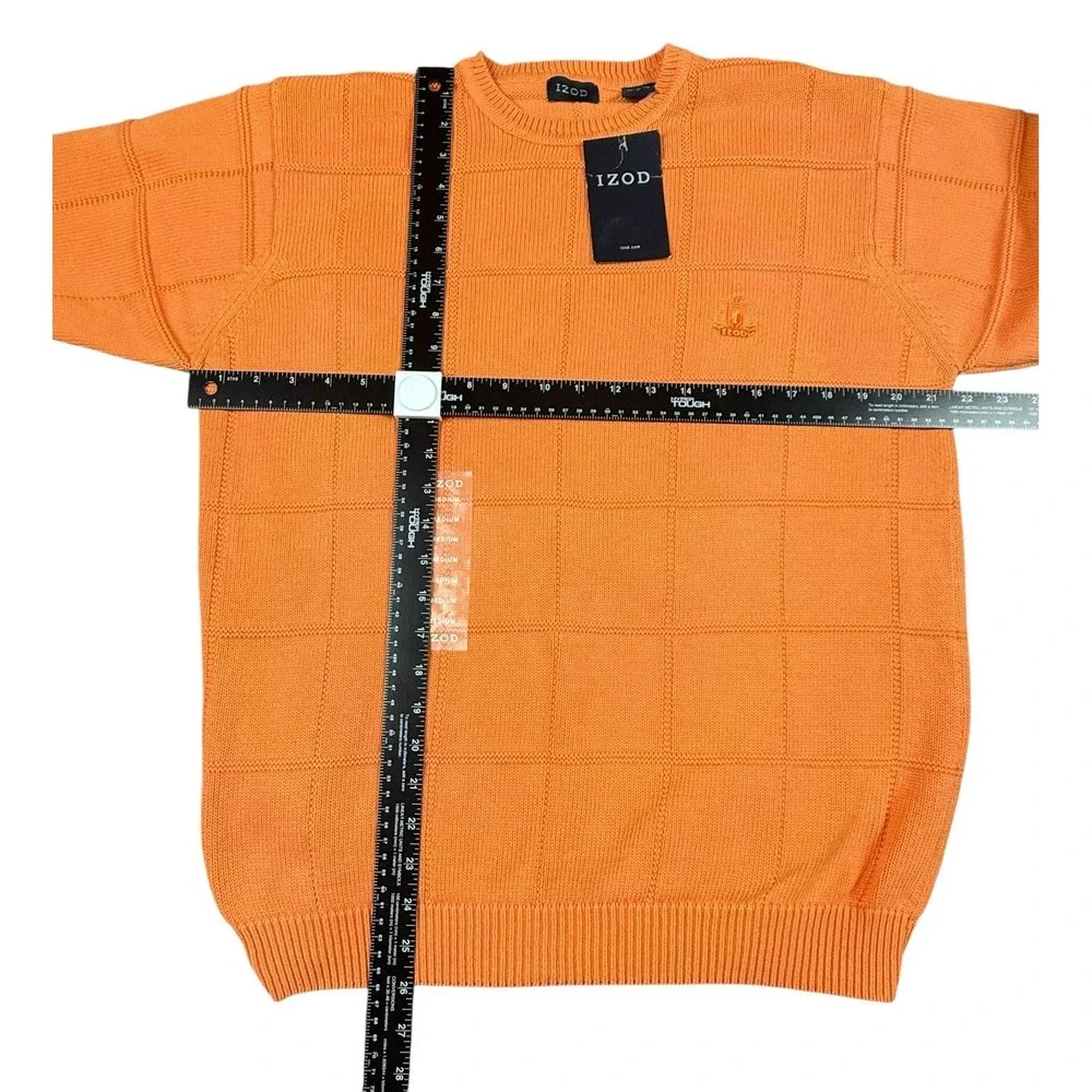 IZOD Sweater Mens Medium Orange 100 Cotton Crewneck Classic Fit NEW